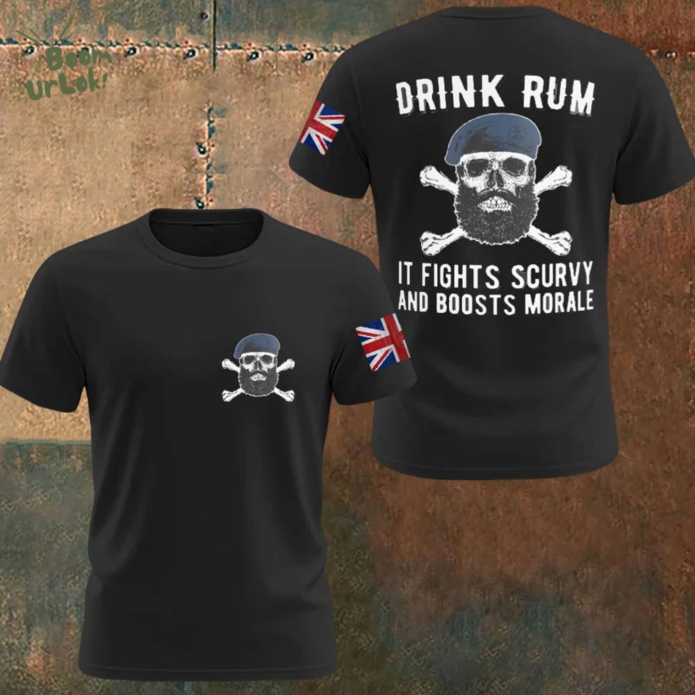 Men's Drinking Rum Can Fight Scurvy And Improve Morale Black T-shirts Men's Drinking Rum Can Fight Scurvy And Improve Morale Black T-shirts