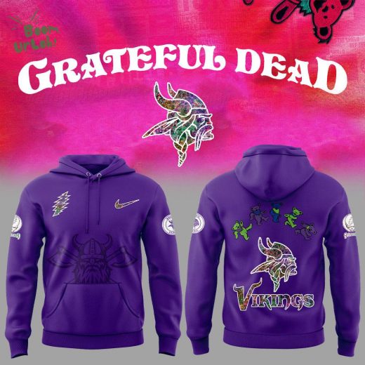 Minnesota Vikings Grateful Dead Night New Version Purple Hoodie + Pants + Cap