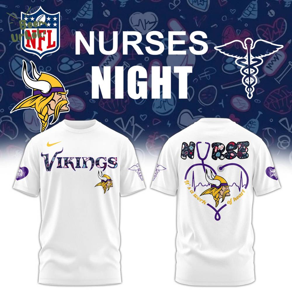 Minnesota Vikings NURSES NIGHT Combo White Tshirt Minnesota Vikings NURSES NIGHT Combo White Tshirt