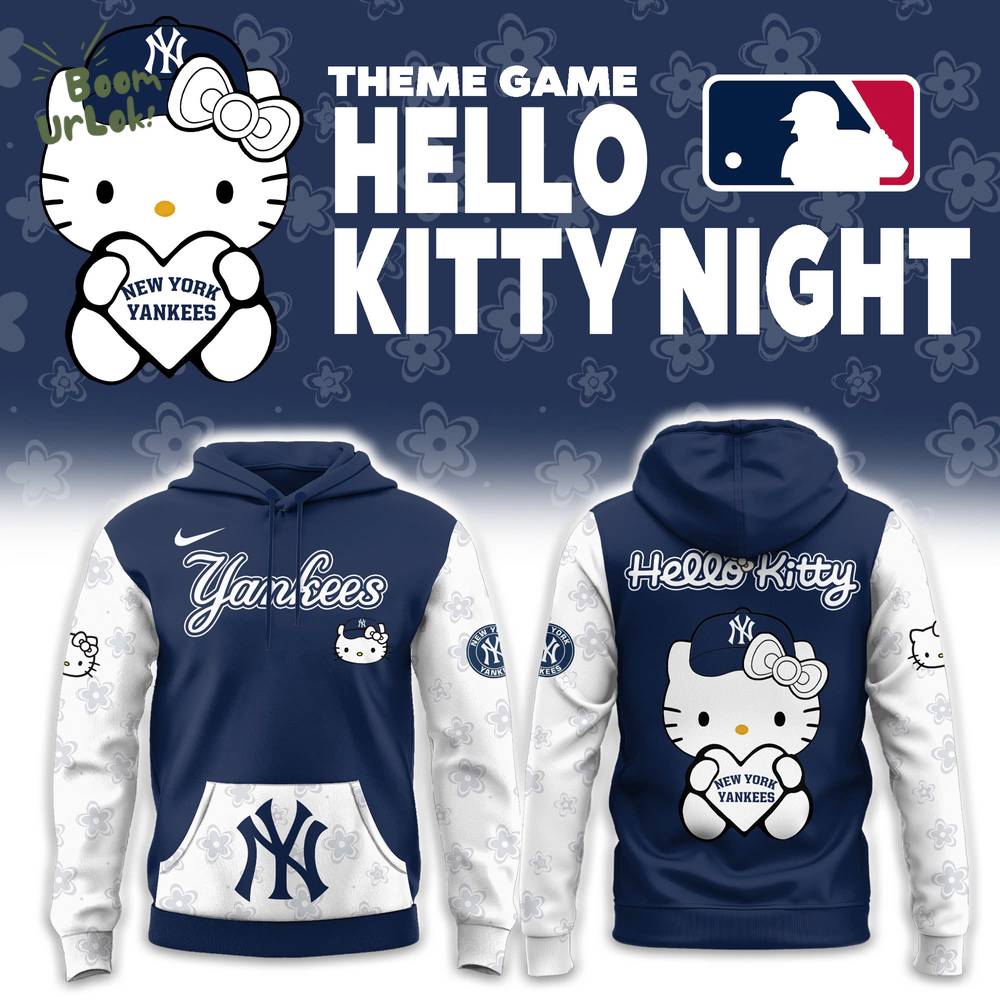 New York Yankees with Theme Game Hello Kitty NIGHT Hoodie New York Yankees with Theme Game Hello Kitty NIGHT Hoodie