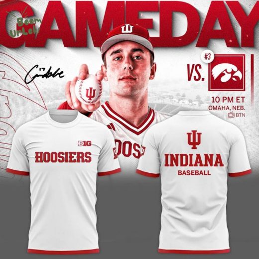 Special New Uniform Indiana Hoosiers Baseball White Tshirt