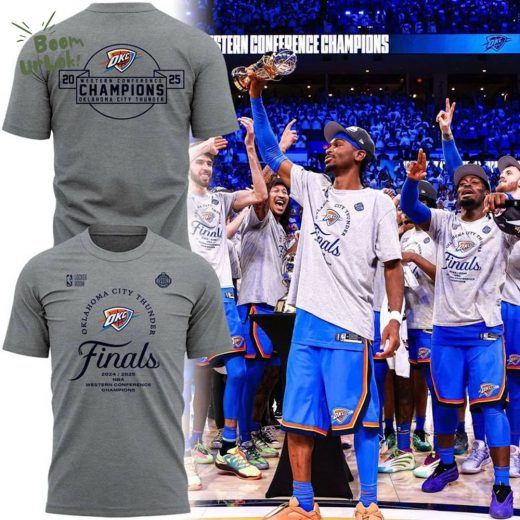 THUNDER 2025 WESTERN CONFERENCE FINALS CHAMPIONS LOCKER ROOM T-SHIRT