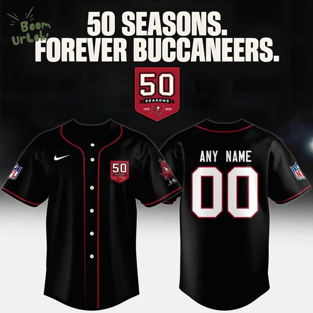 Tampa Bay Buccaneers Celebrate the legacy of 50 Seasons Baseball Jersey 2025 Custom Tampa Bay Buccaneers Celebrate the legacy of 50 Seasons Baseball Jersey 2025 Custom