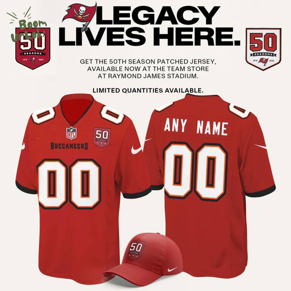 Tampa Bay Buccaneers Celebrate the legacy of 50 Seasons Football Jersey 2025 Red Tampa Bay Buccaneers Celebrate the legacy of 50 Seasons Football Jersey 2025 Red