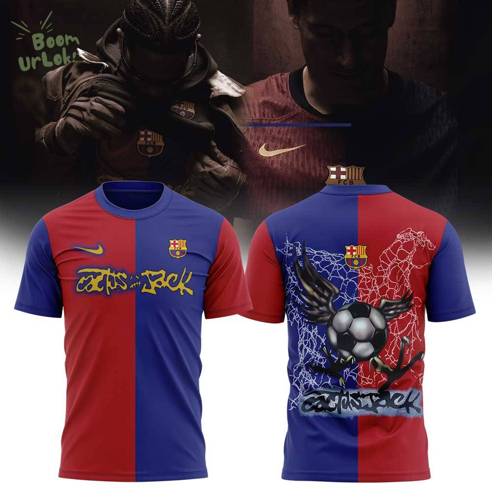 Travis Scott Brings Cactus Jack to El Clásico with Limited Nike FC Barcelona Collaboration Black Tshirt Travis Scott Brings Cactus Jack to El Clásico with Limited Nike FC Barcelona Collaboration Black Tshirt