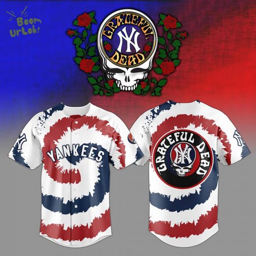Yankees and Grateful Dead– Psychedelic Pinstripes Fusion 3D Baseball Jersey
