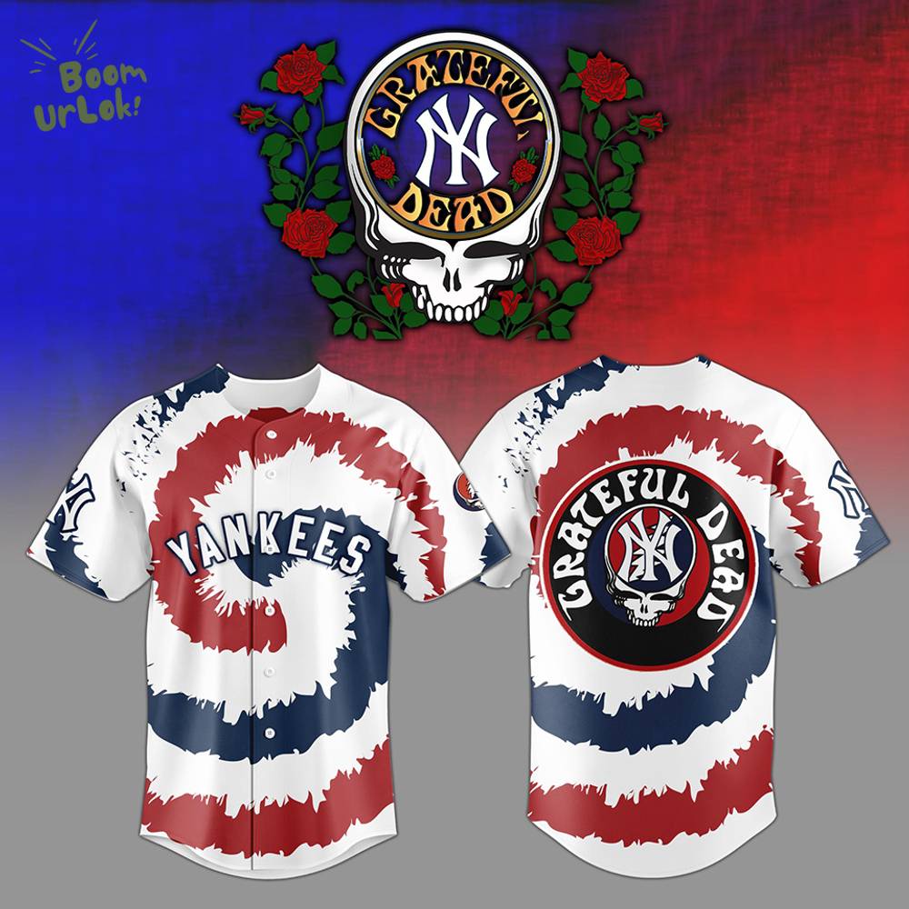 Yankees and Grateful Dead– Psychedelic Pinstripes Fusion 3D Baseball Jersey Yankees and Grateful Dead– Psychedelic Pinstripes Fusion 3D Baseball Jersey