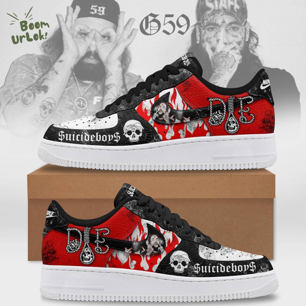 $uicideboy$ Red Flame Custom Air Force 1 – Gothic Rap Skull Sneakers $uicideboy$ Red Flame Custom Air Force 1 – Gothic Rap Skull Sneakers