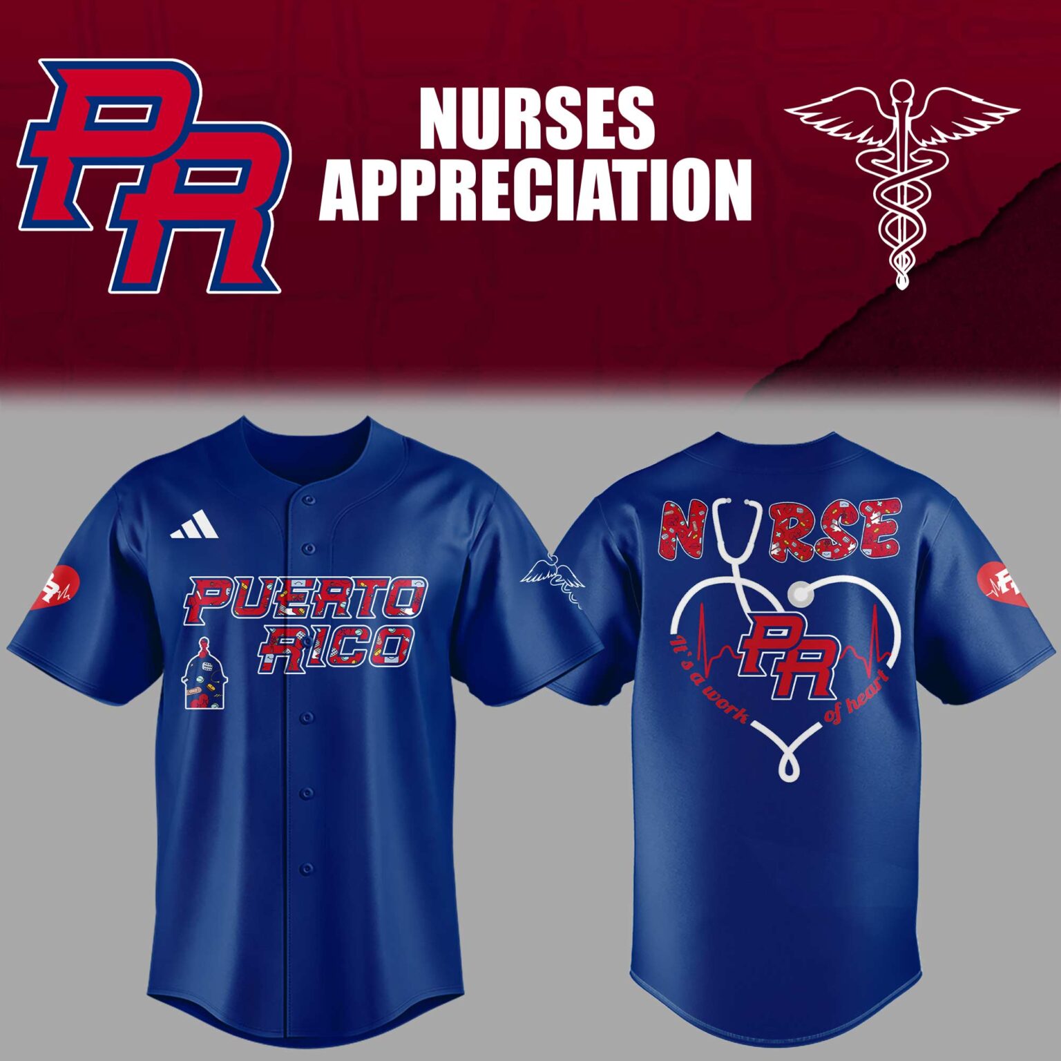Puerto Rico Baseball Nurse Appreciation Navy Jersey Puerto Rico Baseball Nurse Appreciation Navy Jersey