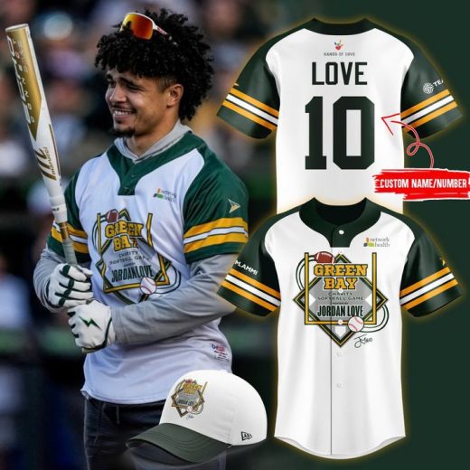 Green Bay Packers x Jordan Love Baseball Jersey 2025 Custom White