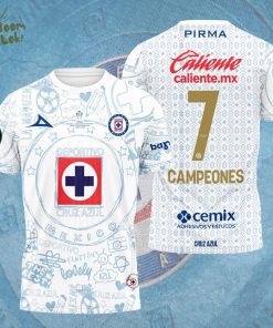 Cruz Azul Football Campeones Concacaf Champions Cup Torneo 2025 3D Tshirt