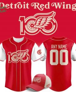 Detroit Red Wings 100 YEARS OF HOCKEYTOWN Baseball Jersey