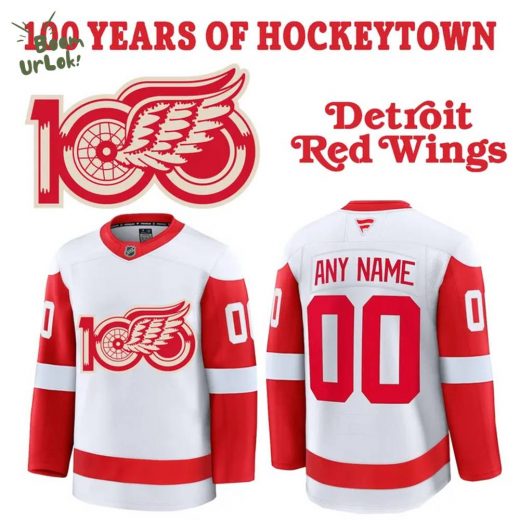 Detroit Red Wings 100 Years Of Hockeytown Red And White Jersey