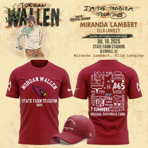 Exclusive Versions Morgan Wallen x Arizona Cardinals Tshirt 2025