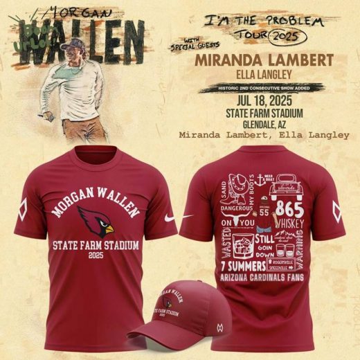 Exclusive Versions Morgan Wallen x Arizona Cardinals Tshirt 2025