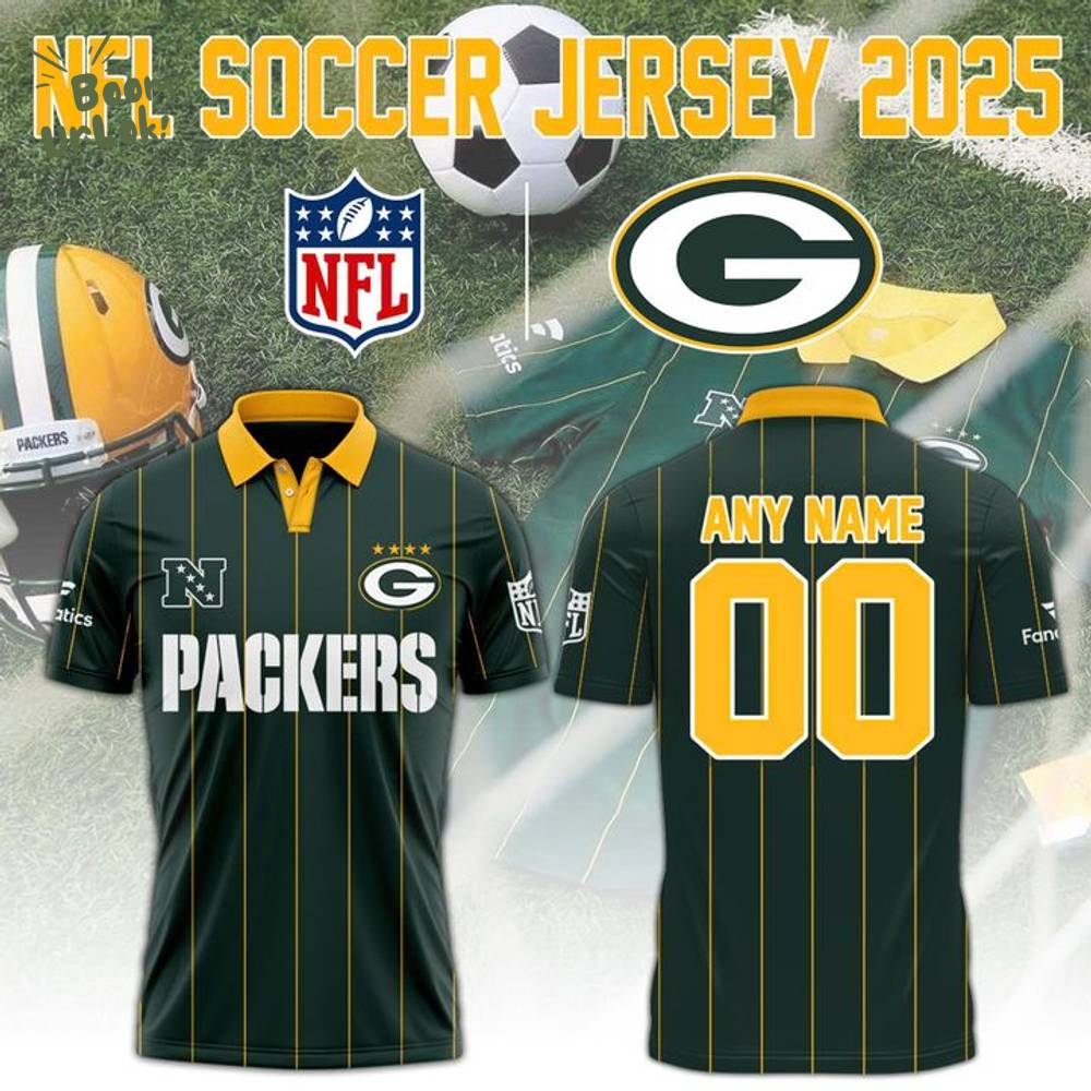 Green Bay Packers NFL 2025 "Football x Football" Soccer Polo- Custom Green Bay Packers NFL 2025 "Football x Football" Soccer Polo- Custom