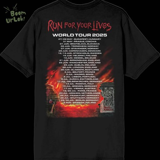 Iron Maiden Run For Your Lives 2025 Tour Black Tee
