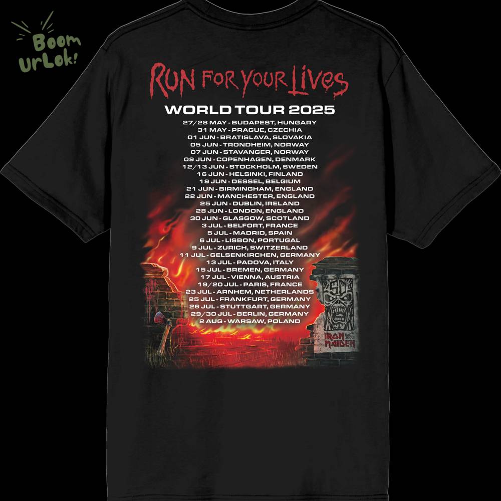Iron Maiden Run For Your Lives 2025 Tour Black Tee Iron Maiden Run For Your Lives 2025 Tour Black Tee