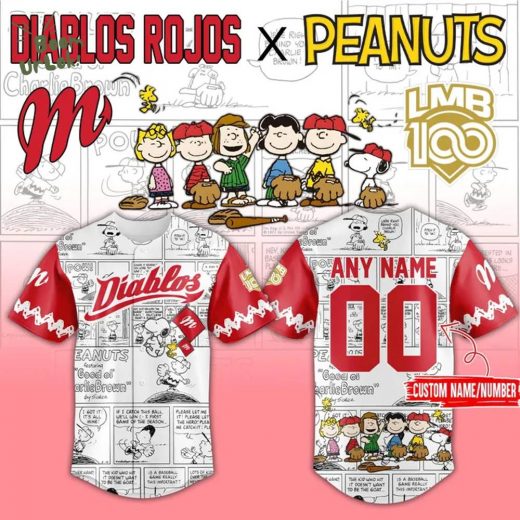 Limited Edition Diablos Rojos del Mexico x Peanuts Baseball Jersey 2025