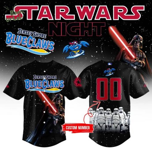 Limited Edition Jersey Shore BlueClaws x Star War 2025 Baseball Jersey