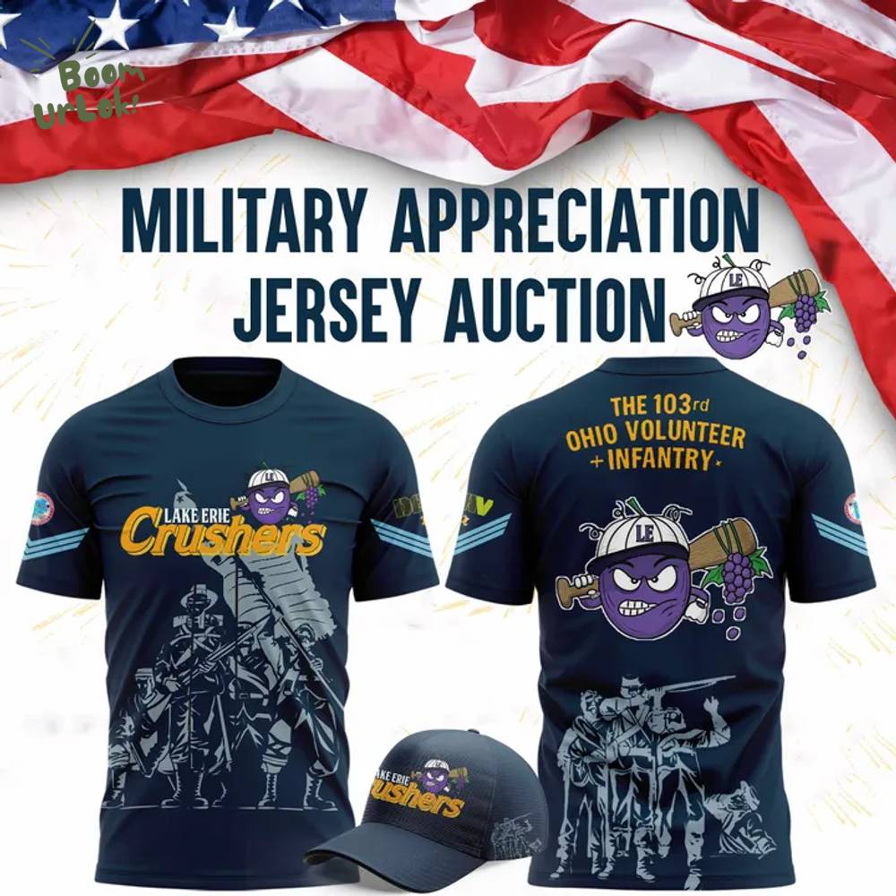 Limited Edition Lake Erie Crushers x Mititary T-Shirt 2025 Limited Edition Lake Erie Crushers x Mititary T-Shirt 2025