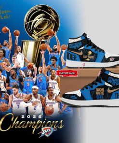 Limited Edition OKC THUNDER 2025 NBA CHAMPIONS AJ1 Nike CusTom Name Sneaker