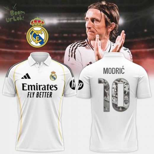 Luka Modrić Mens Home Polo Jersey 25/26 White