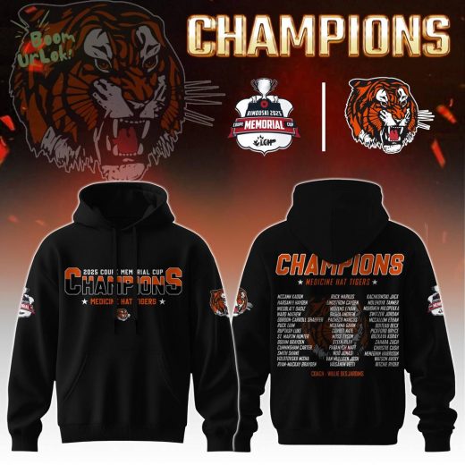 Medicine Hat Tigers Hoodie Champions Memorial Cup 2025 Editions Limited