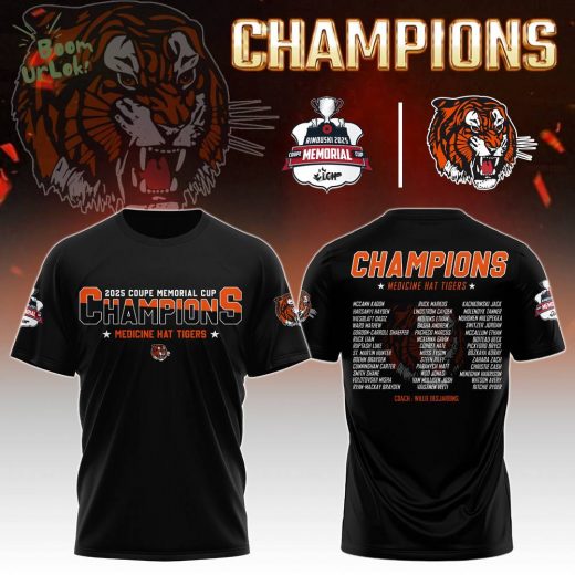 Medicine Hat Tigers tshirt Champions Memorial Cup 2025 Editions Limited
