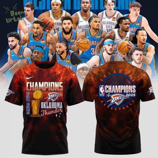 OKlahoma City Thunder NBA Champions 2025 T-shirt Neon