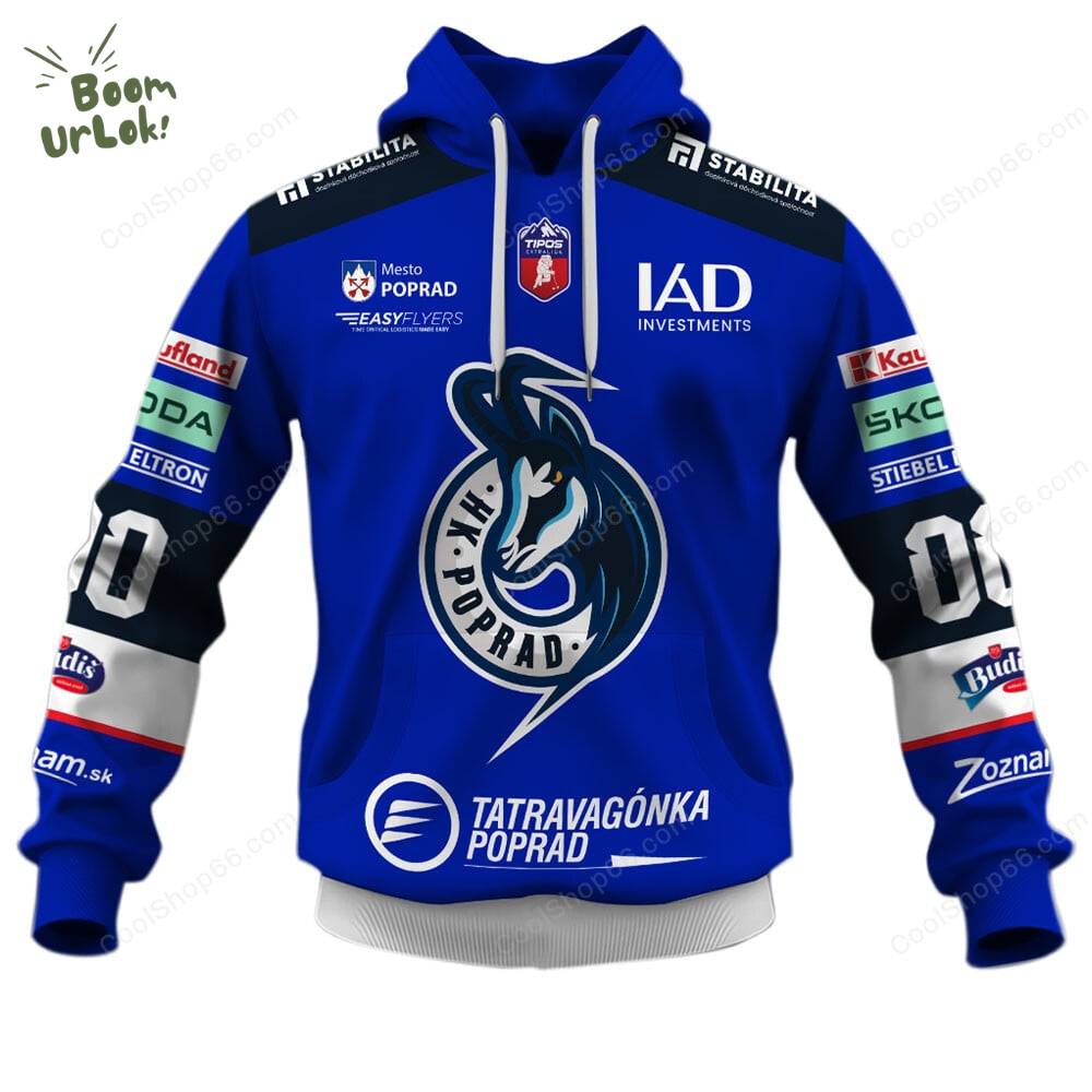 Slovak Extraliga HK Poprad Jersey Style Hoodie Slovak Extraliga HK Poprad Jersey Style Hoodie