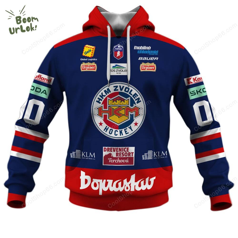 Slovak Extraliga HKM Zvolen Jersey Style Hoodie Slovak Extraliga HKM Zvolen Jersey Style Hoodie