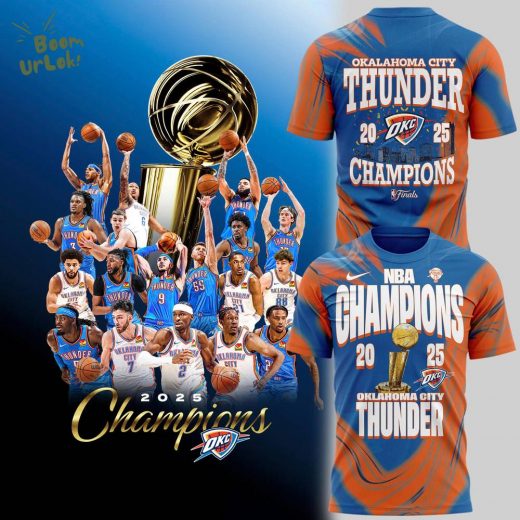 Special New 2025 NBA CHAMPIONS CONFETTI SKYLINE T-SHIRT