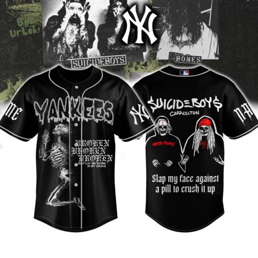 Yankees x Suicideboys Broken Just Lay Me Down In My Grave Personalized Baseball Jersey