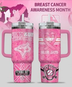 Blue Jays Breast Cancer Awareness Tumbler With Handle