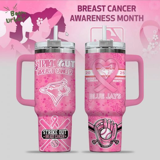 Blue Jays Breast Cancer Awareness Tumbler With Handle
