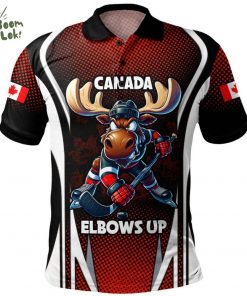 Canada Polo Shirt Fight Ready Moose Canada Hockey Attitude