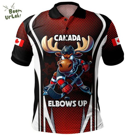 Canada Polo Shirt Fight Ready Moose Canada Hockey Attitude