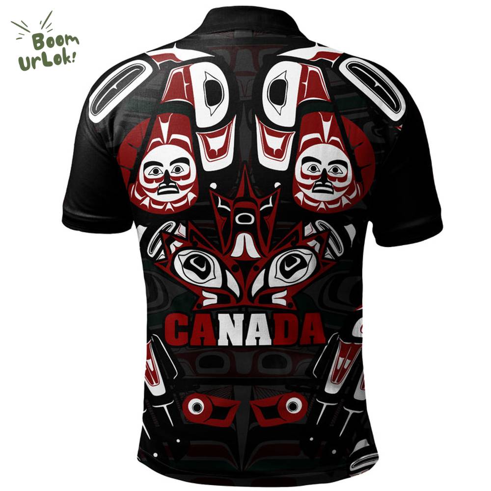 Canada Polo Shirt Haida Heritage Maple Canada Polo Shirt Haida Heritage Maple