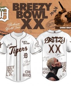Detroit Tiger x Chris Brown Breezy Bowl XX World Tour 2025 Jersey Editions Limited White
