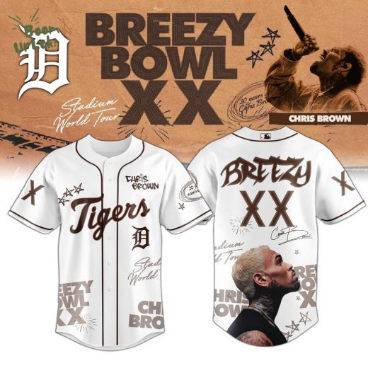 Detroit Tiger x Chris Brown Breezy Bowl XX World Tour 2025 Jersey Editions Limited White