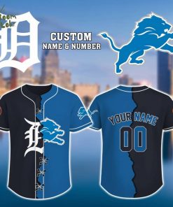 Detroit Tigers Mix Detroit Lions Baseball Jersey For Fan-3D Baseball Jersey