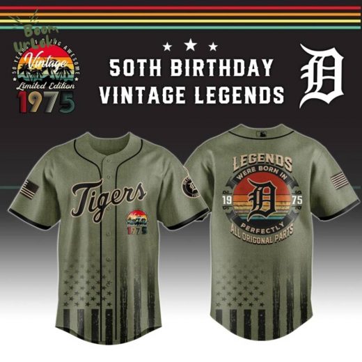 Detroit Tigers x 50th Birthday Vintage Legends Mashup Usa Design Baseball Jersey
