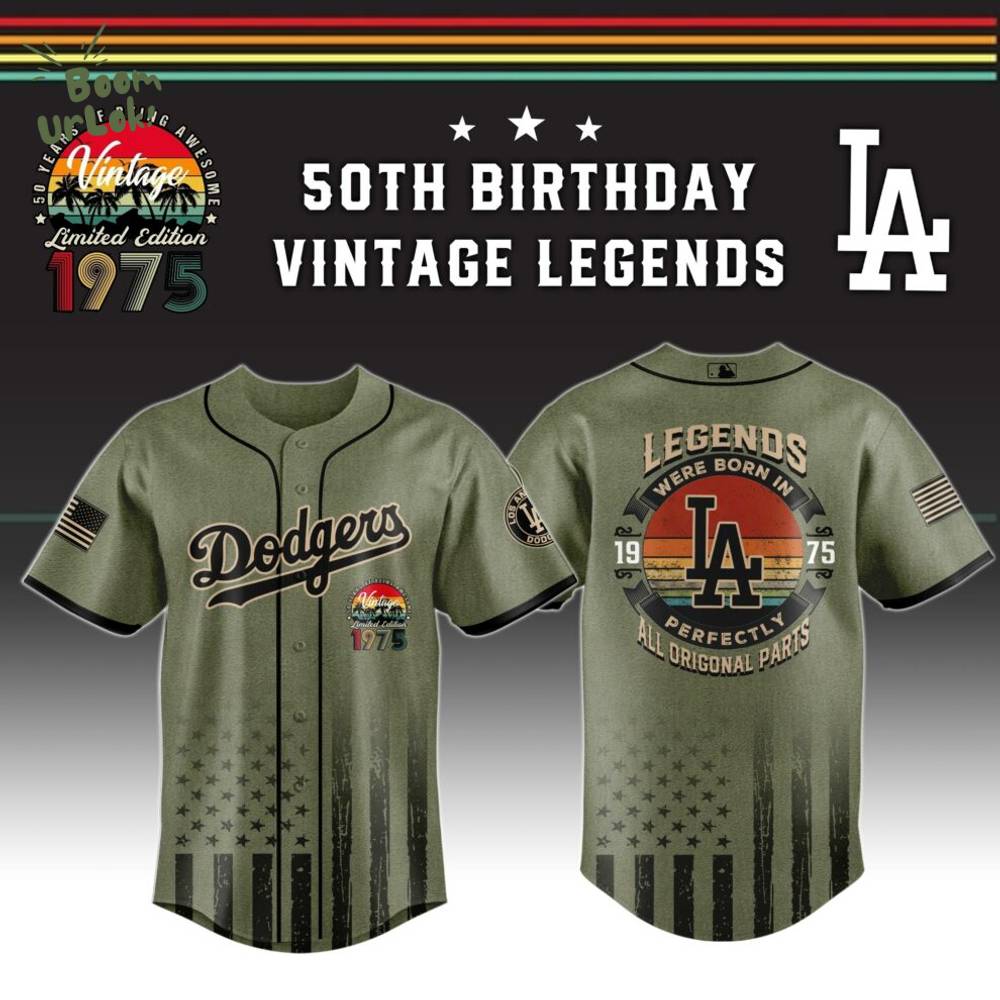LA Dodgers x 50th Birthday Vintage Legends Mashup Usa Design Baseball Jersey LA Dodgers x 50th Birthday Vintage Legends Mashup Usa Design Baseball Jersey