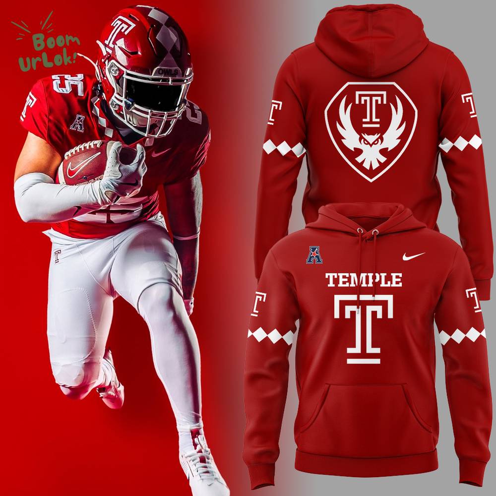 Limited Edition Temple Owls 2025 Red Hoodie Limited Edition Temple Owls 2025 Red Hoodie