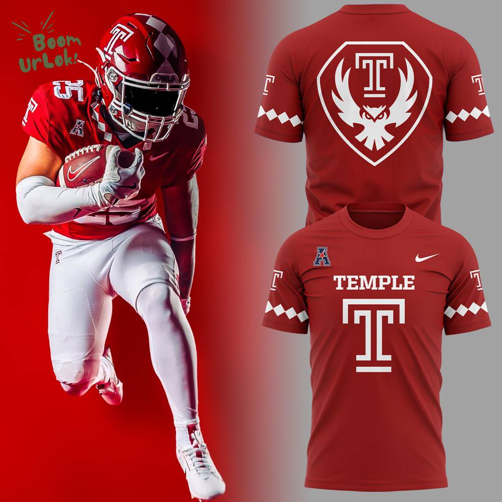 Limited Edition Temple Owls 2025 Red TShirt Limited Edition Temple Owls 2025 Red TShirt