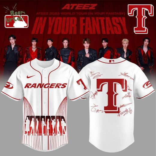 Limited Edition Texas Rangers ATEEZ World Tour Signature White Jersey