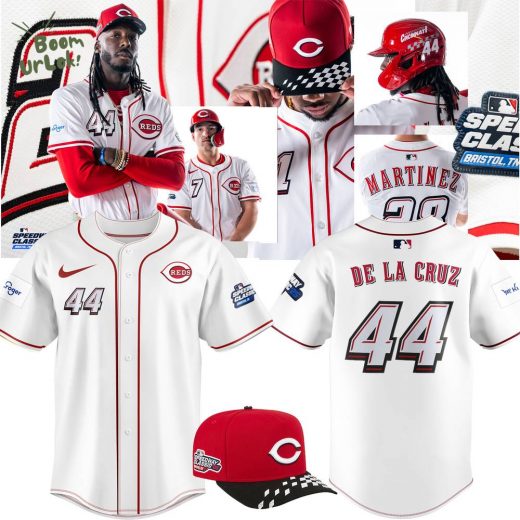 Men’s Cincinnati Reds Elly De La Cruz Nike White 2025 Speedway Classic Home Elite Player Jersey