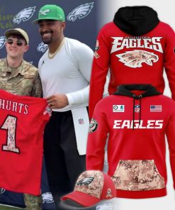 Men’s Philadelphia Eagles 2025 Military Day Red Hoodie