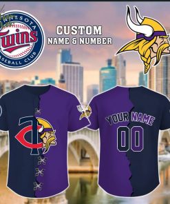 Minnesota Twins x Minnesota Vikings Baseball Jersey-3D Baseball Jersey